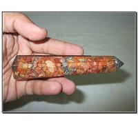 Jet International Melocotón energizado Aventurina Obelisco Orgon Jumbo Varita de masaje con punta facetada Gemstone Stick Cobre enérgico Chokurei Reiki Holy Chembuster Cloudbuster Orgonite