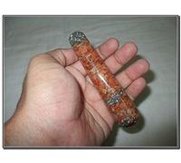 Jet International Melocotón energizado Aventurina Orgone Final redondeado Suave Varita de masaje Gemstone Stick Energético Cobre Chokurei Reiki Holy Chembuster Cloudbuster Antena de Orgonita Piadoso