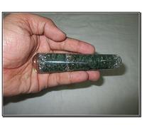 Jet International Mica verde energizada Orgoneta Extremo redondeado Varita de masaje suave Varita de piedras preciosas Cobre enérgico Chokurei Reiki Holy Chembuster Cloudbuster