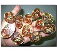 Jet International Nueva cornalina K-Aruna Orgone Set ovalado Gemstone Healing Chakra Equilibrio EMF Protection Gemstone Divine Spiritual Love Vinculación Regalo Metafísico Elementos espirituales Éxi