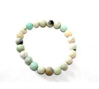 Jet International Nueva pulsera de estiramiento de cuentas redondas de Amazonita natural auténtica auténtica A +