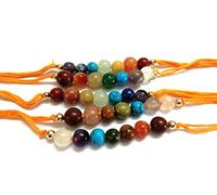 Jet International Nuevo Chakra Beads Bracelet Rakhi Gemstones Chakra Equilibrio Amistad Regalo de amor Folleto gratuito La terapia de cristal La imagen es solo una referencia. (5)