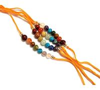 Jet International Nuevo Chakra Beads Bracelet Rakhi Gemstones Chakra Equilibrio Amistad Regalo de amor Folleto gratuito La terapia de cristal La imagen es solo una referencia. (4)