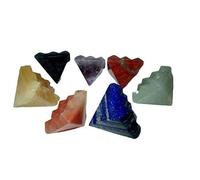 Jet International Nuevo Hermoso 7 Chakra Lemurian Pirámide Conjunto de curación de piedras preciosas Vastu Reiki Chakra Equilibrio Pirámide grabada Buen cubo Suerte brasileña Masaje Bolsa Prosperida
