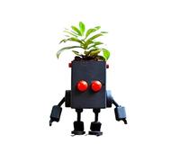 Jet International Nuevo Robot Planter supercute Mini-bot Art Vintage Cubic Desk Cubicle Decor Automóviles Decoraciones. (Negro)