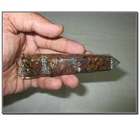 Jet International Ojo de tigre energizado Obelisco Orgon Jumbo Varita de masaje con punta facetada Gemstone Stick Cobre enérgico Chokurei de cobre Reiki Holy Chembuster