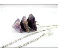 Jet International Péndulo de triple pirámide de amatista A ++ Terapia de cristal Reiki
