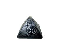 Jet International Piedra de pirámide de obsidiana negra en relieve Usui Cristal de India Reiki Hecho a mano 1.5 pulgadas Aprox. A ++ Gemstone 40 Page Crystal Therapy Booklet La imagen de piedras pre