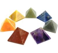 Jet International Pirámide de chakra Conjunto de curación de piedras preciosas Vastu Reiki Equilibrio de chakras Pirámide grabada Buena suerte Bolsa de masaje Prosperidad Equilibrio divino de chakra