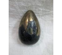 Jet International Pirita rara Piedra preciosa Huevo 90 gramos Piedra ovalada Genuino Hermoso Mineral Cristal Jumbo con bolsa Pulido Intuición Psíquico Vinculación protectora Renacimiento Poder Visio