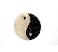 Jet International Placa de turmalina redonda de selenita Yin Yang Orgone de 4 pulgadas Aprox. Diámetro Equilibrio Activación del 3er ojo Armonía de refuerzo Curación Piedras preciosas Chakra Equilib