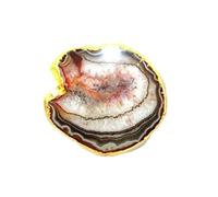 Jet International Posavasos de ágata chapada en oro Individual (1) Pieza 4 pulgadas Aprox. Buena suerte Happy Home Platillo de piedras preciosas Geode Stone Portavasos Decoración de la mesa La image