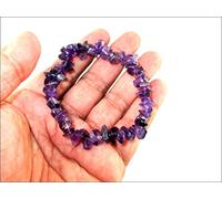 Jet International Pulsera de chips de una línea de amatista Folleto gratuito Terapia de cristal 2 pulgadas Aprox. A ++ Imagen de India Divina Espiritual de Sanación de Grado Superior es SOLO UNA Ref