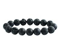 Jet International Pulsera elástica con cuentas redondas de lava A ++ Natural Genuine Feel Better Authentic