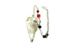 Jet International Rainbow Moonstone Orgone Pendulum 2 pulgadas Terapia de cristal Poder curativo Paz Prosperidad Gema divina