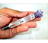 Jet International Selenita Mini Amatista Angel Chakra Varita Varita Aprox. La imagen del folleto gratuito, pura, energizada, cargada, puntiaguda, programada, pura y genuina es solo una referencia