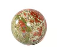 Jet International Unakite 45-50 mm Bola Esfera Piedra preciosa A + Tallado a mano Altar de cristal Curación Enfoque devocional Chakra espiritual Limpieza Cristal Terapia La imagen del folleto es SOL
