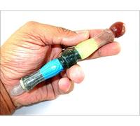 Jet International Varita tallada adherida al chakra Palo puntiagudo Aprox. Talla de 6 pulgadas India Excelente calidad exquisita UPS Envío expedito La imagen de la terapia de cristal es SOLO una ref