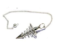 Jet International Vórtice de Metal Plateado retorcido Péndulo Metafísico Respuestas espirituales Folleto de 40 páginas La Imagen de la Terapia con Cristales es Solo una Referencia.