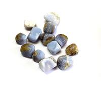 Jet International Wow Blue Lace Agate Tumbled Stone 100 gramos Aprox. La imagen original de 0.75"a 1" pulgada A con bolsa de terciopelo es SOLO una referencia