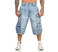 Jet Lag Pantalón cargo de hombre en denim modelo 007 B en Azul Claro o Denim Decolorado, XXL