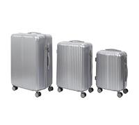 JET LAG - VO1363 Juego de 3 Maletas Rígidas - Diseñadas para Viajar - Capacidad 40L, 65L, 100L - Ruedas Giratorias - Cerradura Integrada - Compartimento con Cremallera - Tamaño 76 cm - Color Gris
