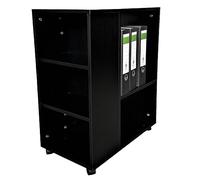 Jet-Line Mesa de impresora con ruedas para oficina, color negro, organizador abierto para oficina, mueble de oficina