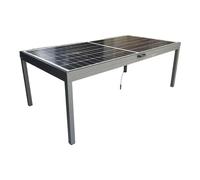 Jet-Line Mesa solar de jardín con módulo de 450 W, solar, balcón, soporte para plantas de balcón, mesa de jardín para 6 personas, muebles de jardín, color negro, 2,18 x 1,10 x 0,785 m