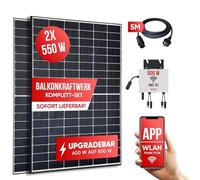 Jet-Line® Planta eléctrica para balcón de 1100 W, 800 W, enchufe completo, sistema solar para balcón, sistema solar de balcón, sistema solar, inversor de 800/600 W, regulable, sistemas fotovoltaicos