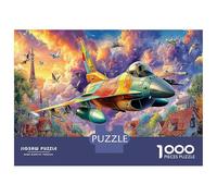 Jet Over Village Decorative 1000 Pieces Jigsaw Puzzle, Fantasy Scene Educational Challenge Game for Adults Age 14+ 38x26cm/1000pcs