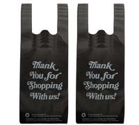 JET PAPER BAGS - 100 bolsas de agradecimiento de 11.5 x 6.5 x 16 pulgadas [100 piezas] Bolsas de agradecimiento no tejidas de color negro para negocios, pequeñas tiendas de comestibles y tiendas