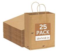 JET PAPER BAGS - 25 bolsas de papel marrón grandes con asas, ideales para llevar, comestibles, golosinas, venta al por menor, fiestas, regalos, bodas, bolsas de regalo de papel kraft reciclables con