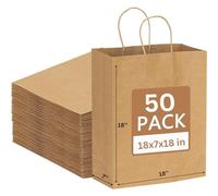JET PAPER BAGS - 50 bolsas de papel marrón grandes con asas, ideales para llevar, comestibles, golosinas, venta al por menor, fiestas, regalos, bodas, bolsas de regalo de papel kraft reciclables con