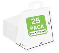 JET PAPER BAGS Bolsas de regalo de papel kraft virgen de 8.5 x 4.7 x 10 pulgadas con asas planas a granel. Ideal para bricolaje, negocios, llevar, comestibles, compras, embalaje, venta al por menor, fiesta, manualidades, regalos, boda y mercancía bolsas reciclables (25)