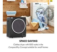 Jet Set 2500 Secadora de ropa por condensación 850W EEC C 2,5kg 50cm Negra Klarstein