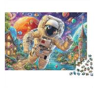 Jet sobre Pueblo Colorido 1000 Pieces Premium Cardstock Aventura Village Espacial Jigsaw Puzzle for Adults Decompression Creativity Wall Decor Best Gift for Women Men Friends 52x38cm/1000pcs