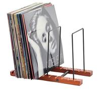 JETAINE Almacenamiento de discos de vinilo, muestra hasta 50 álbumes de LP, DVD, CD, caja de almacenamiento de vinilo de madera, soporte de exhibición de libros, estante de almacenamiento para