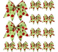 Jetec 12 Lazos de Navidad Rojos y Verdes de 6 Pulgadas, Grandes Coronas de Navidad, Lazos de Elfo de Navidad, Lazos de Lunares, Adornos para guirnaldas, Bodas, Fiestas (patrón de Purpurina)