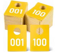 Jetec 2 Sets de Tickets de Guardarropa Numerados 1-100, Fichas de Plástico Numeradas, Impresión a Doble Cara con Diseños Estándar y Espejados, Boletos de Rifa para Eventos en Vivo (Amarillo)