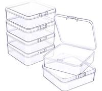 Jetec 6 Cajas de Almacenamiento de Cuentas Contenedores de Plástico Transparente Pequeños con Tapa Abatible de Recolección Artículos Pequeños, Joyerías (2,91 x 2,91 x 0,98 Pulgadas)