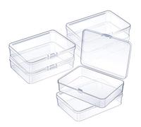 Jetec 6 Cajas de Almacenamiento de Cuentas Contenedores de Plástico Transparente Pequeños con Tapa Abatible de Recolección Artículos Pequeños, Joyerías (4,45 x 3,3 x 1,18 Pulgadas)