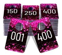 Jetec Etiquetas de números de plástico en vivo consecutivo, reutilizables normales y con espejo invertido, etiquetas de números para colgar tarjetas para ropa (rojo rosa, 400)