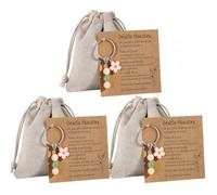 Jetec Regalo Gracias Maestra Llavero con Piedras Naturales Tarjeta Maestra Bolsa Lino Regalo para Profesora Graduación Cumpleaños Agradecimiento Navidad Fin de Curso(3 Sets)