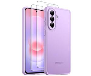 JETech 3 en 1 Funda Mate para Samsung Galaxy A37 5G, con 2 Protectores Pantalla Cristal Vidrio Templado, Carcasa Antigolpes Translúcida Esmerilada con Agarre Antideslizante (Lavanda)