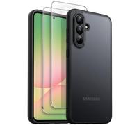JETech 3 en 1 Funda Mate para Samsung Galaxy A56 5G con 2 Protector Pantalla Cristal Vidrio Templado, Carcasa Antigolpes Translúcida Esmerilada con Protección Cámara (Negro)
