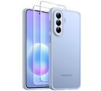 JETech 3 en 1 Funda Mate para Samsung Galaxy A57 5G, con 2 Protectores Pantalla Cristal Vidrio Templado, Carcasa Antigolpes Translúcida Esmerilada con Agarre Antideslizante (Azul)