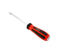 Jetech destornillador perforador ranura 5x100mm, destornillador plano de acero S2 con tapa de impacto, punta magnética, mango ergonómico soft-grip TPR