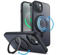 JETech Funda Anillo Giratorio 360 Grados para iPhone 15 6,1 Pulgadas Compatible con MagSafe, Carcasa Slim Antigolpes con Soporte & Porta Anillos (Negro)