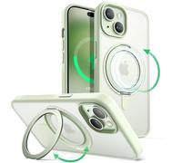 JETech Funda Anillo Giratorio 360 Grados para iPhone 15 Plus 6,7 Pulgadas Compatible con MagSafe, Carcasa Slim Antigolpes con Soporte & Porta Anillos (Verde)