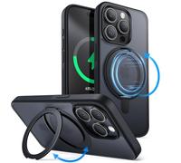 JETech Funda Anillo Giratorio 360 Grados para iPhone 15 Pro MAX 6,7 Pulgadas Compatible con MagSafe, Carcasa Slim Antigolpes con Soporte & Porta Anillos (Titanio Negro)